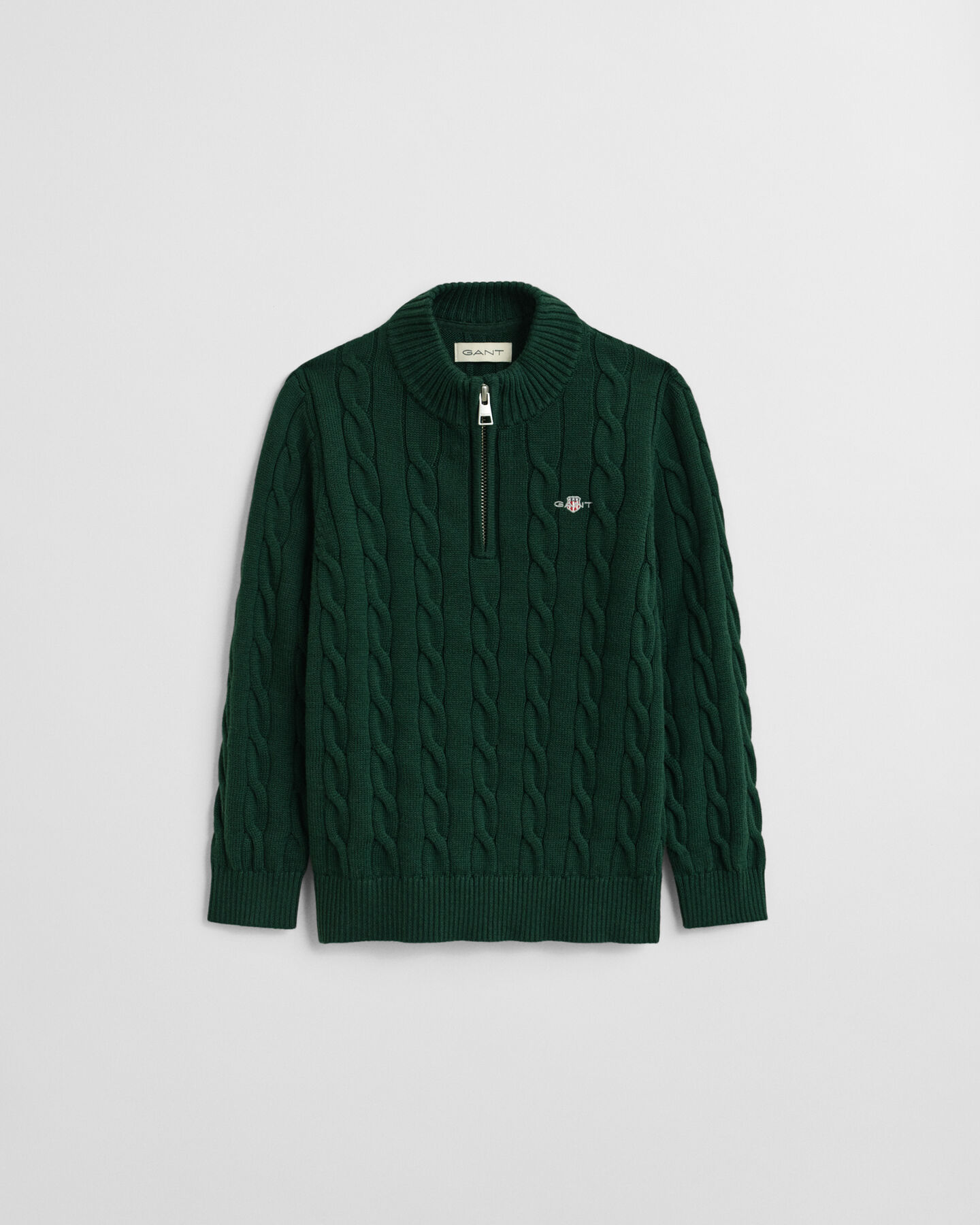 Kids-malliston puuvillainen palmikkoneulepusero, vetoketjupääntie