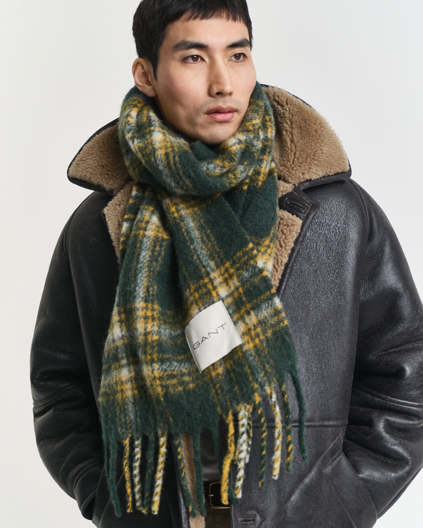 Mohair-alpakkasekoitteinen ruutuhuivi