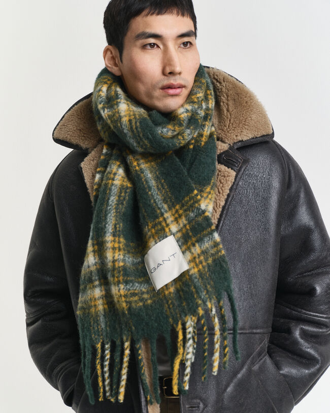 Mohair-alpakkasekoitteinen ruutuhuivi