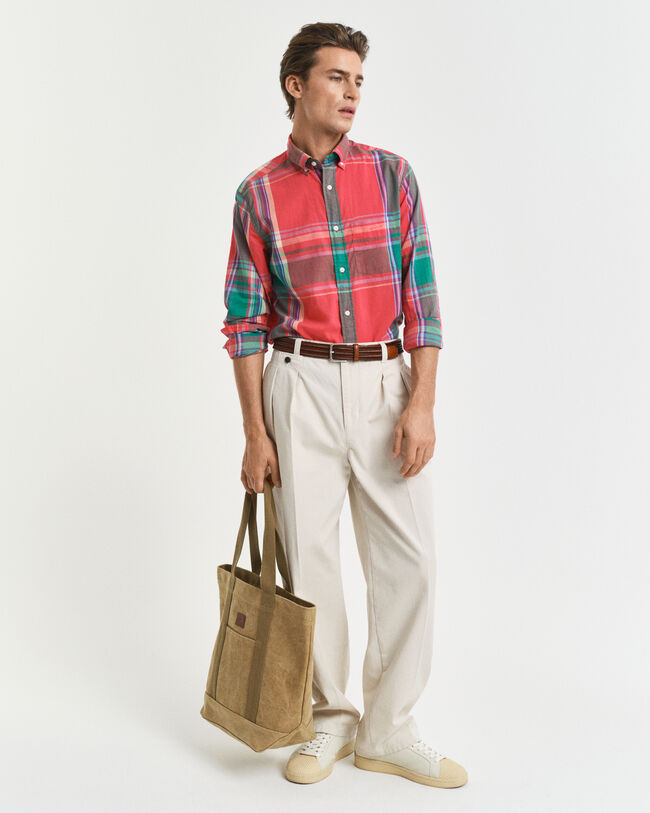 Regular&nbsp;fit ‑mitoitettu paita intialaisesta madrasruutukankaasta