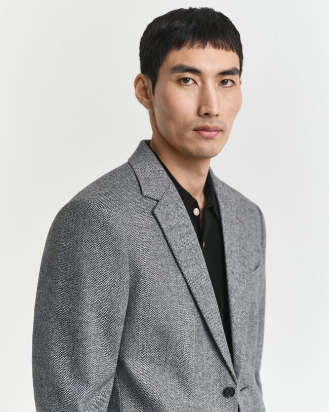 Slim fit ‑mitoitettu kalanruotokuvioinen flanellinen puvuntakki