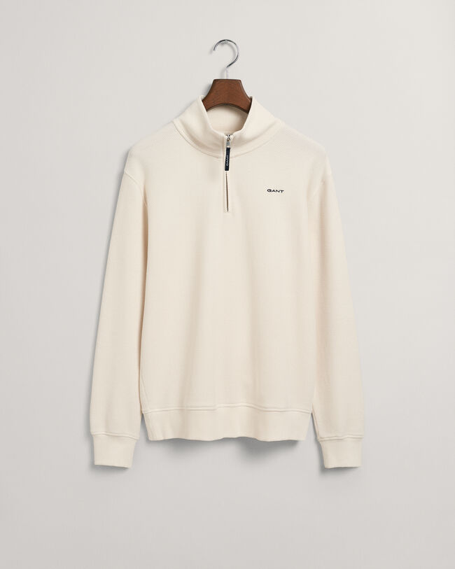 Vohvelipintainen collegepaita, jossa vetoketjullinen p&auml;&auml;ntie