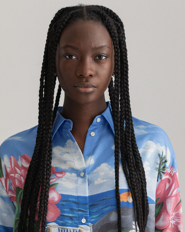 Printtikuvioitu Scenery-silkkipaita