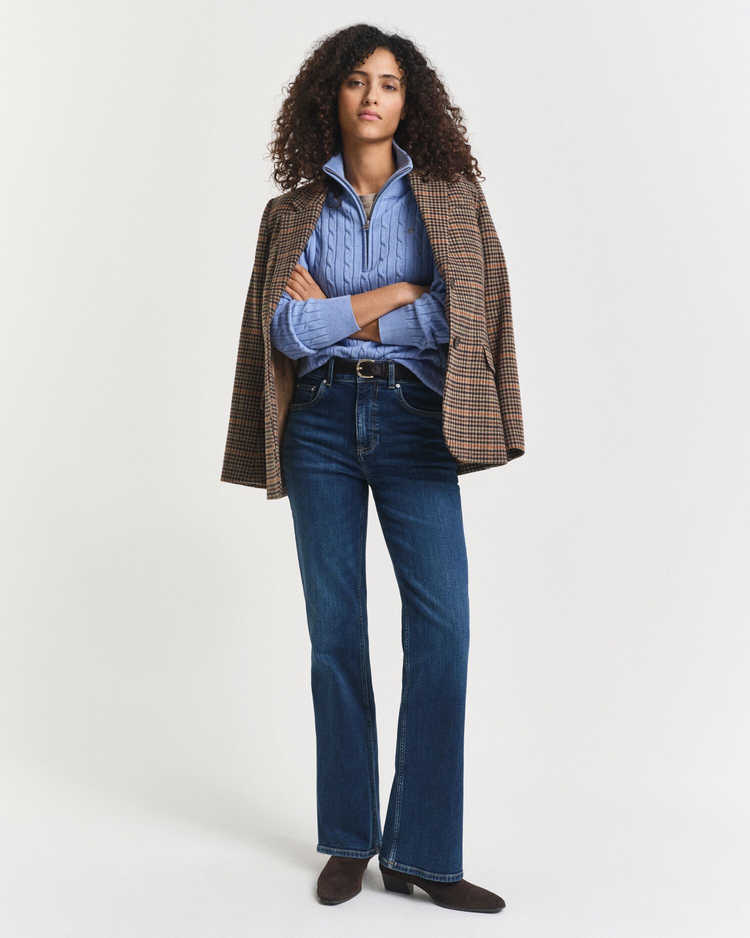 Vetoketjukauluksellinen palmikkoneulepusero