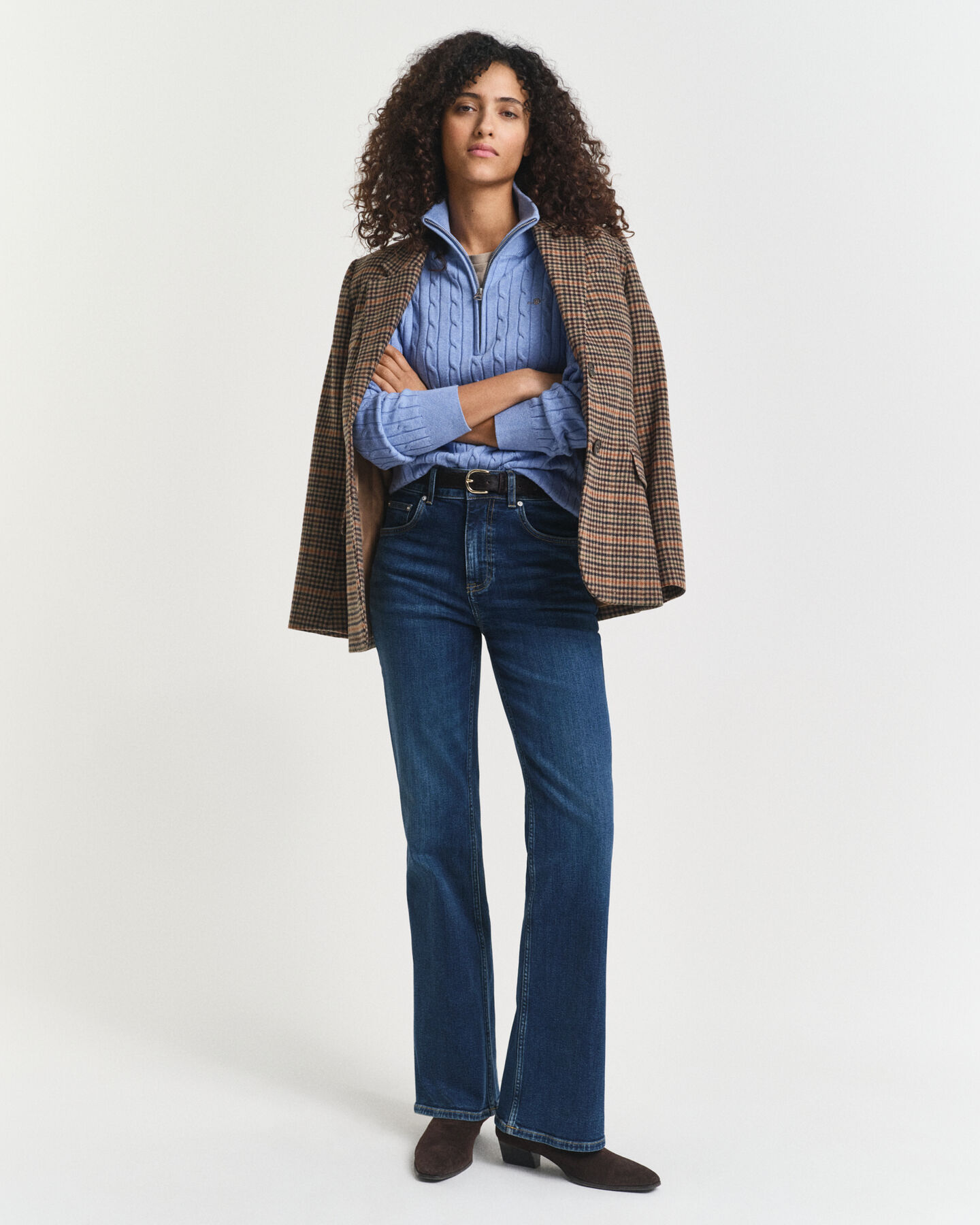 Joustopuuvillainen palmikkoneule, vetoketjukaulus