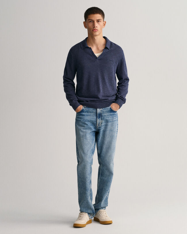 Puuvilla-pellavainen pikeeneulepusero