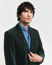 Slim fit ‑mitoitettu vakosamettinen puvuntakki