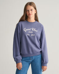 Teen Girls ‑malliston oversized&nbsp;fit ‑mitoitettu Script Graphic ‑collegepaita