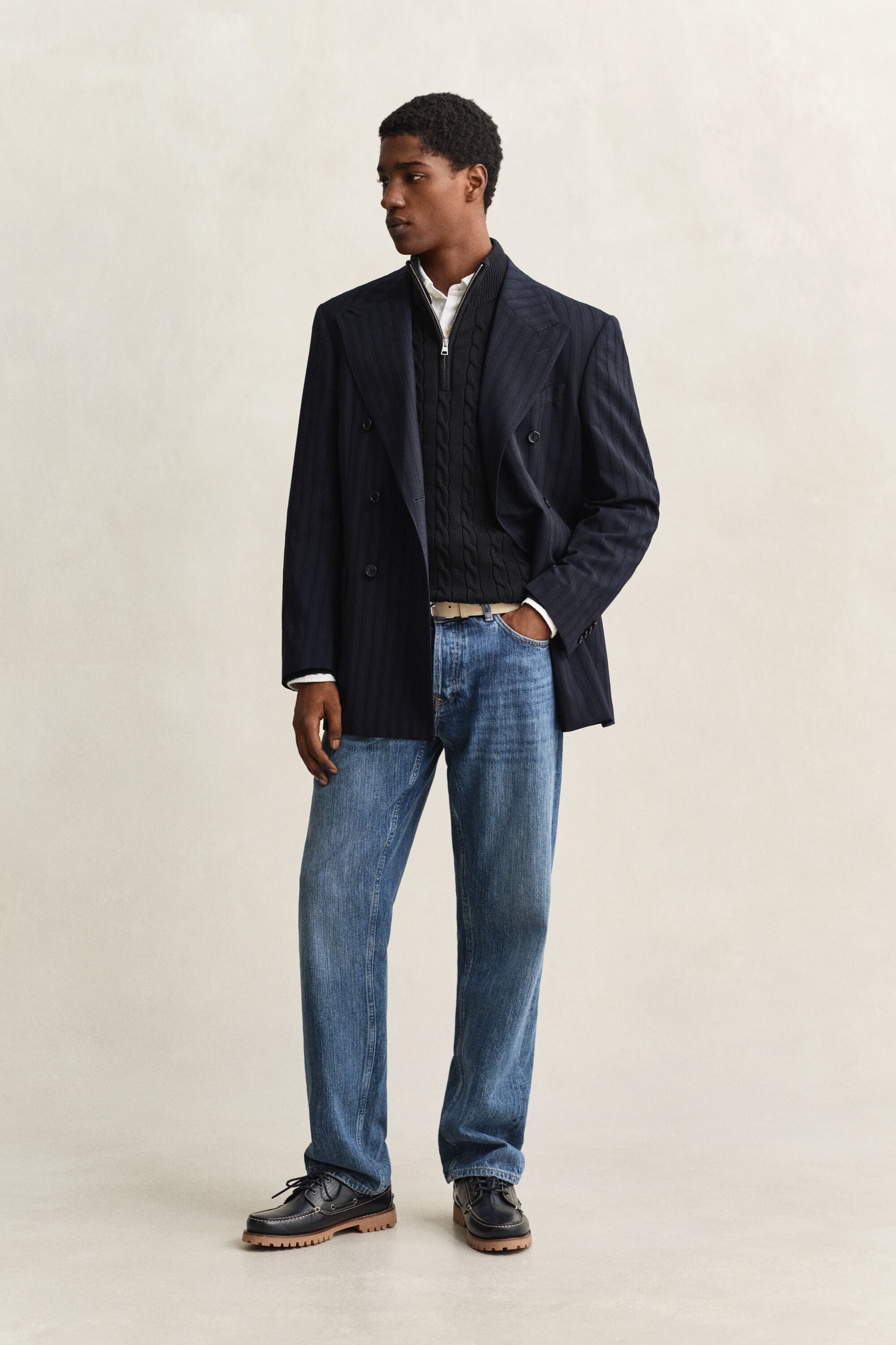 Puuvillainen palmikkoneule, vetoketjukaulus