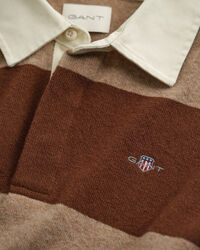 Raidallinen karitsanvillainen Rugger-neulepusero