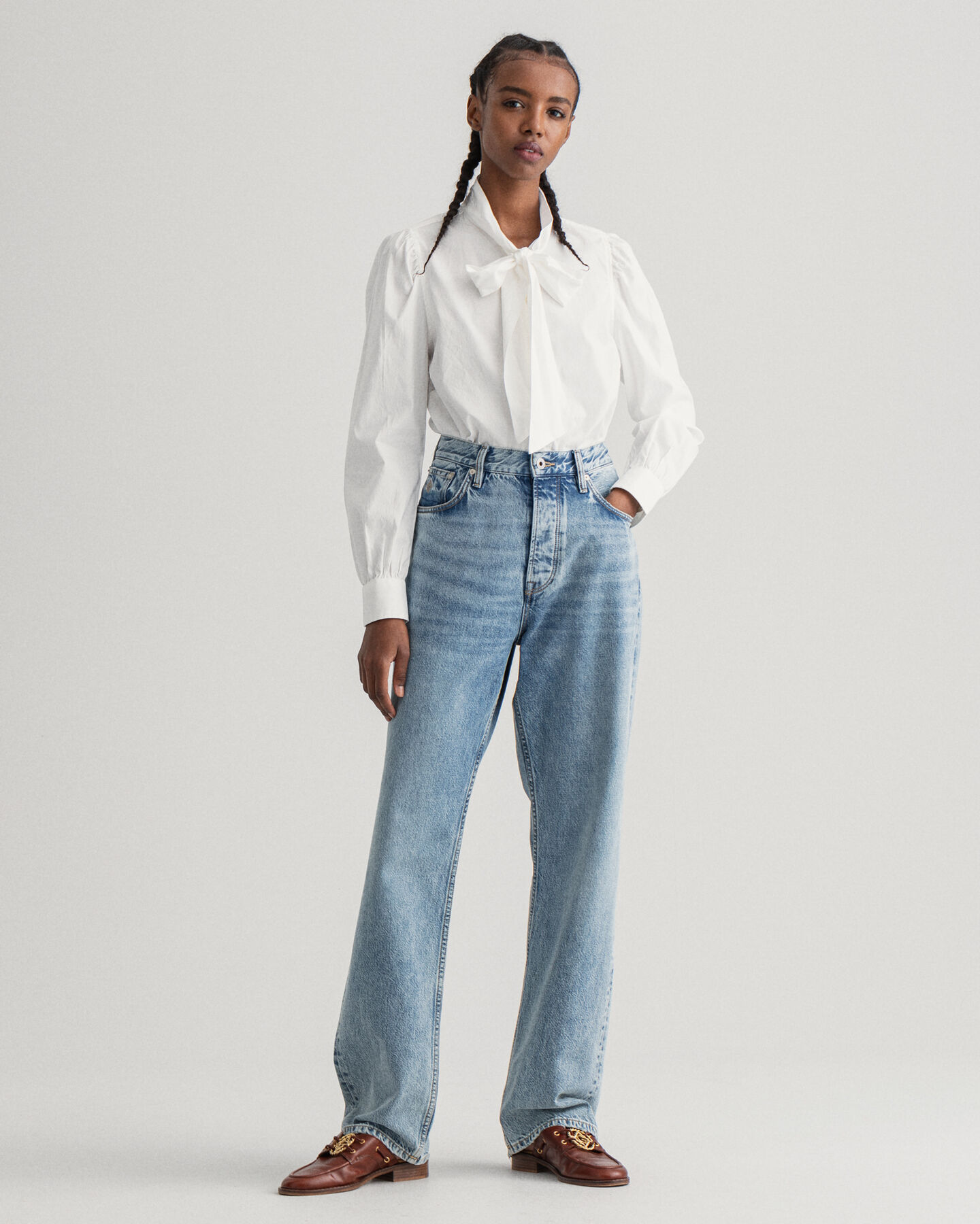 Puhvihihainen Oxford-rusettipaita