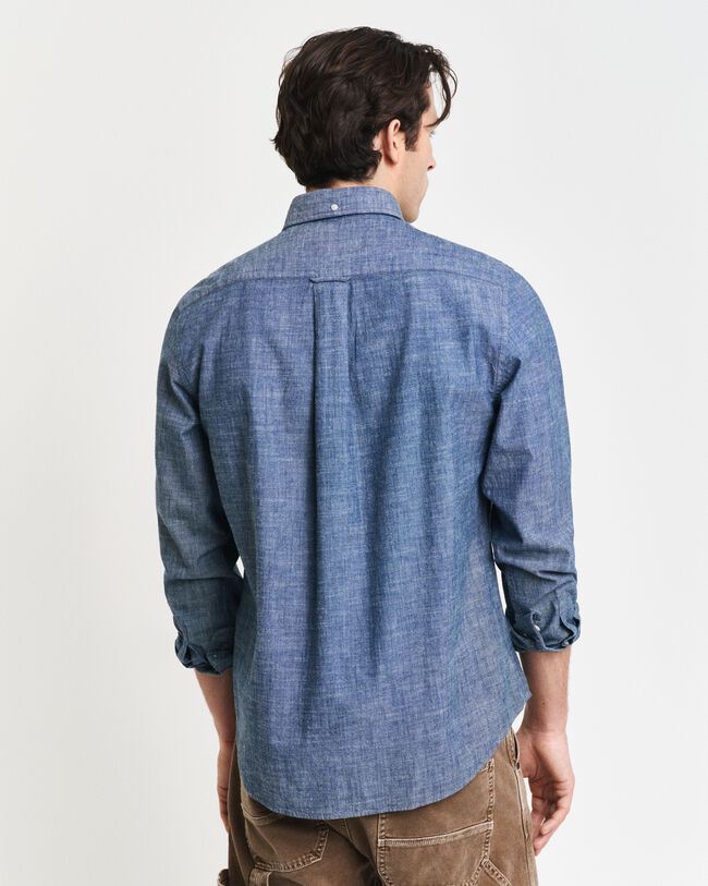 Regular fit ‑mitoitettu indigonsininen chambray-paita