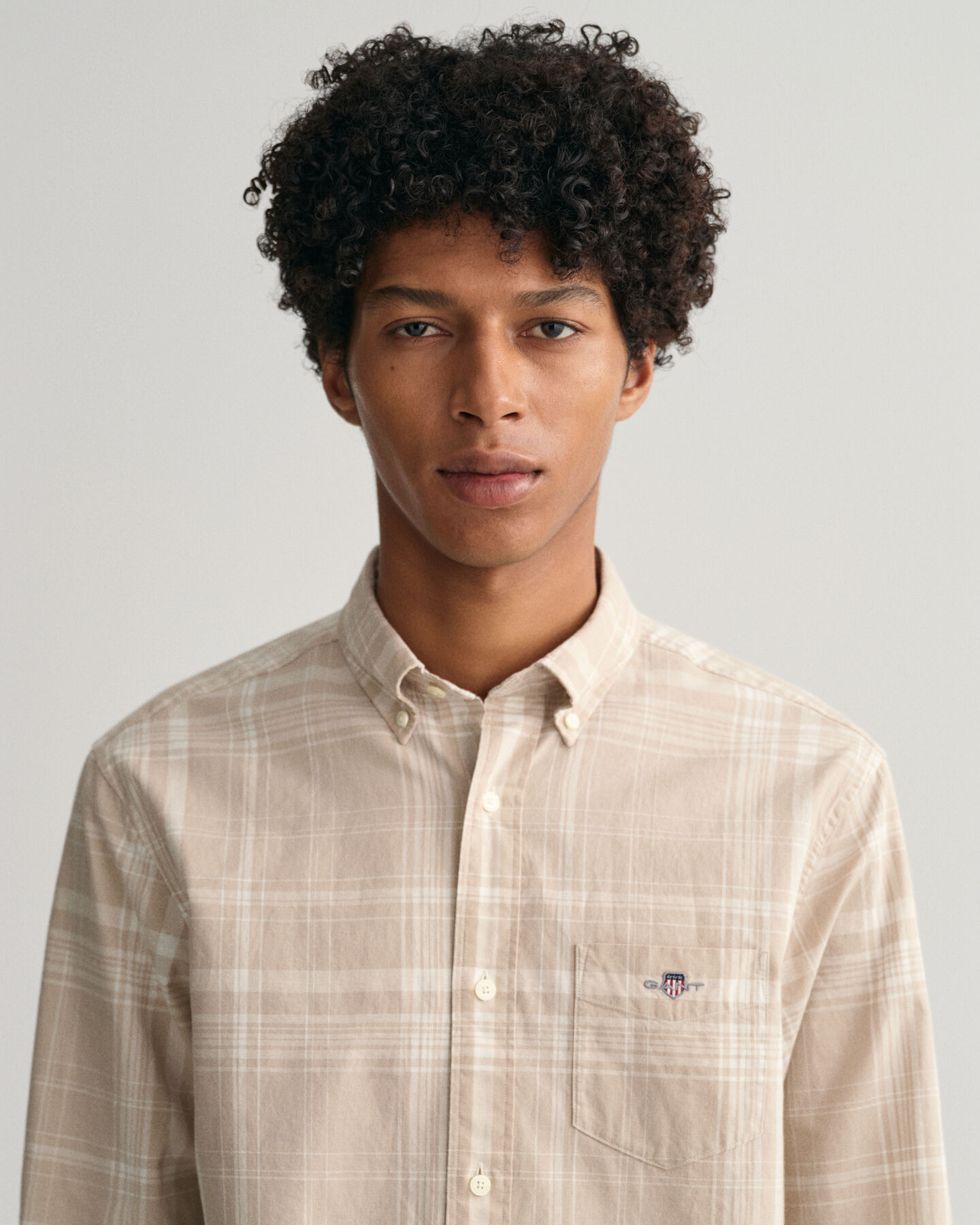 Regular fit ‑mitoitettu ruutupaita puuvillan ja pellavan sekoitteesta