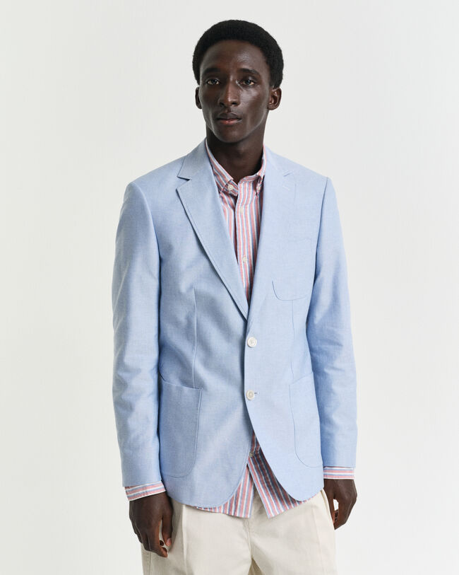 Slim fit ‑mitoitettu oxford-bleiseri