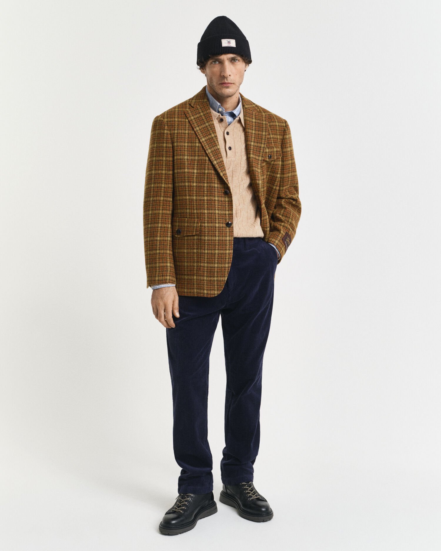 Relaxed fit ‑mitoitettu ruudullinen tweed-bleiseri