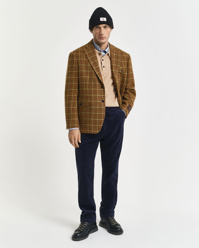 Relaxed fit ‑mitoitettu ruudullinen tweed-bleiseri