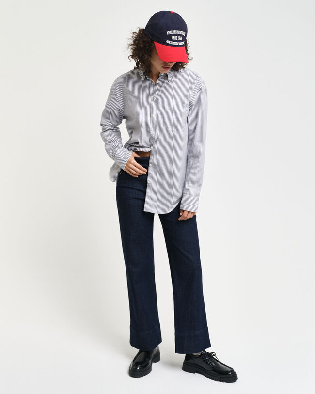 Relaxed fit ‑mitoitettu raidallinen Luxury-oxford-paita