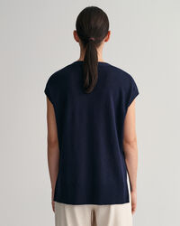 Pellavasekoiteliivi, jossa v-pääntie