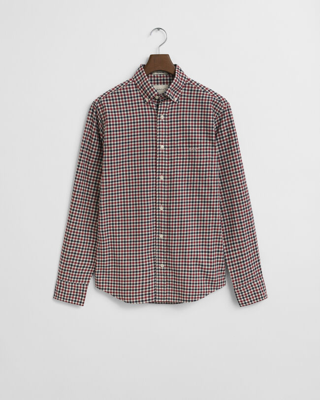 Regular fit ‑mitoitettu gingham-ruudullinen paita tvillikankaasta