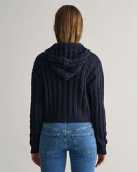 Teen Girls ‑malliston lyhyt palmikkoneulottu Shield-vetoketjuhuppari