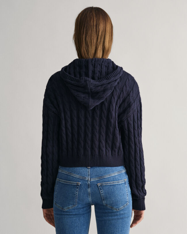 Teen Girls ‑malliston lyhyt palmikkoneulottu Shield-vetoketjuhuppari