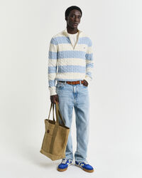 Raidallinen puuvillapalmikkoneule, vetoketjukaulus