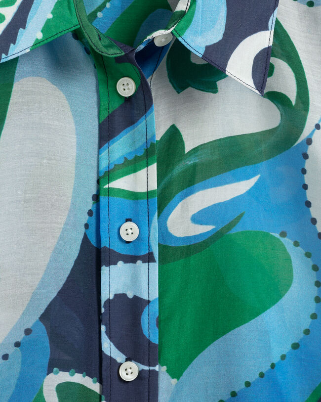 Regular fit ‑mitoitettu paisley-kuvioitu puuvilla-silkkipaita