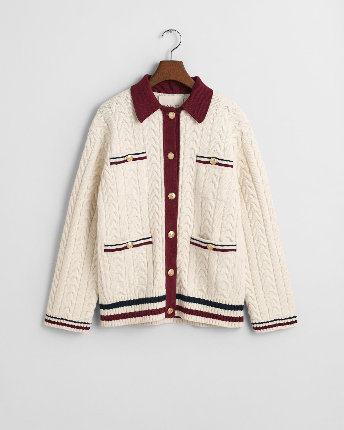 Kontrastiv&auml;rinen palmikkoneuletakki