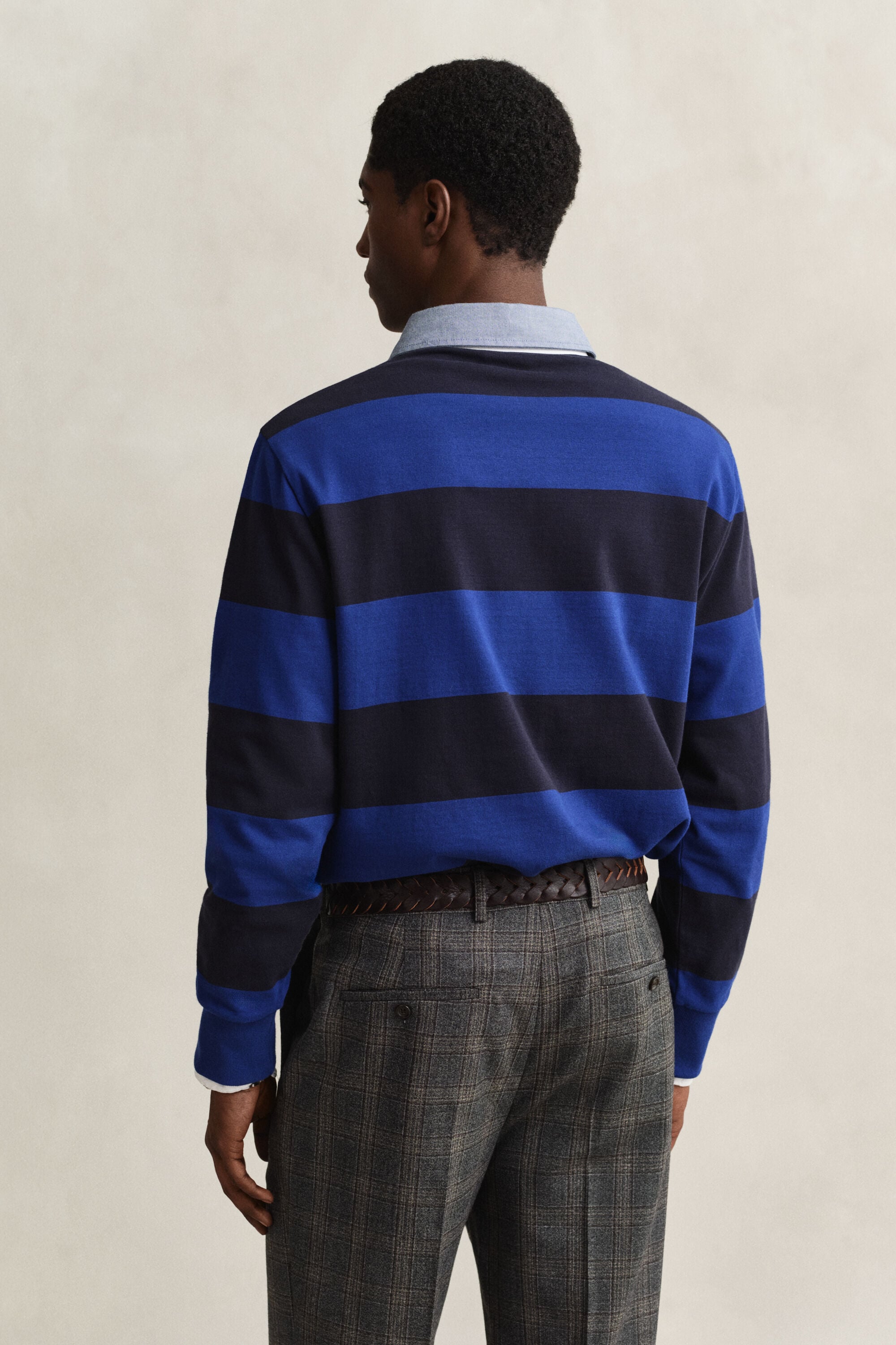 Raidallinen Heavy Rugger ‑paita chambray-kauluksella
