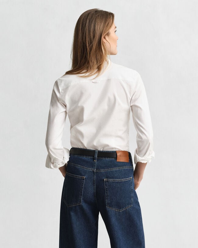 Slim fit ‑mitoitettu joustava oxford-paita