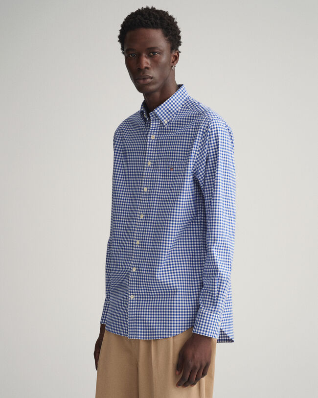 Regular fit ‑mitoitettu gingham-ruutuinen paita broadcloth-kankaasta
