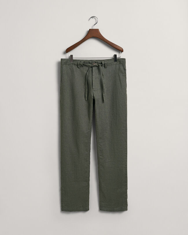 Relaxed fit ‑mitoitetut kiristysnyörilliset pellavahousut