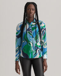 Regular fit ‑mitoitettu paisley-kuvioitu puuvilla-silkkipaita