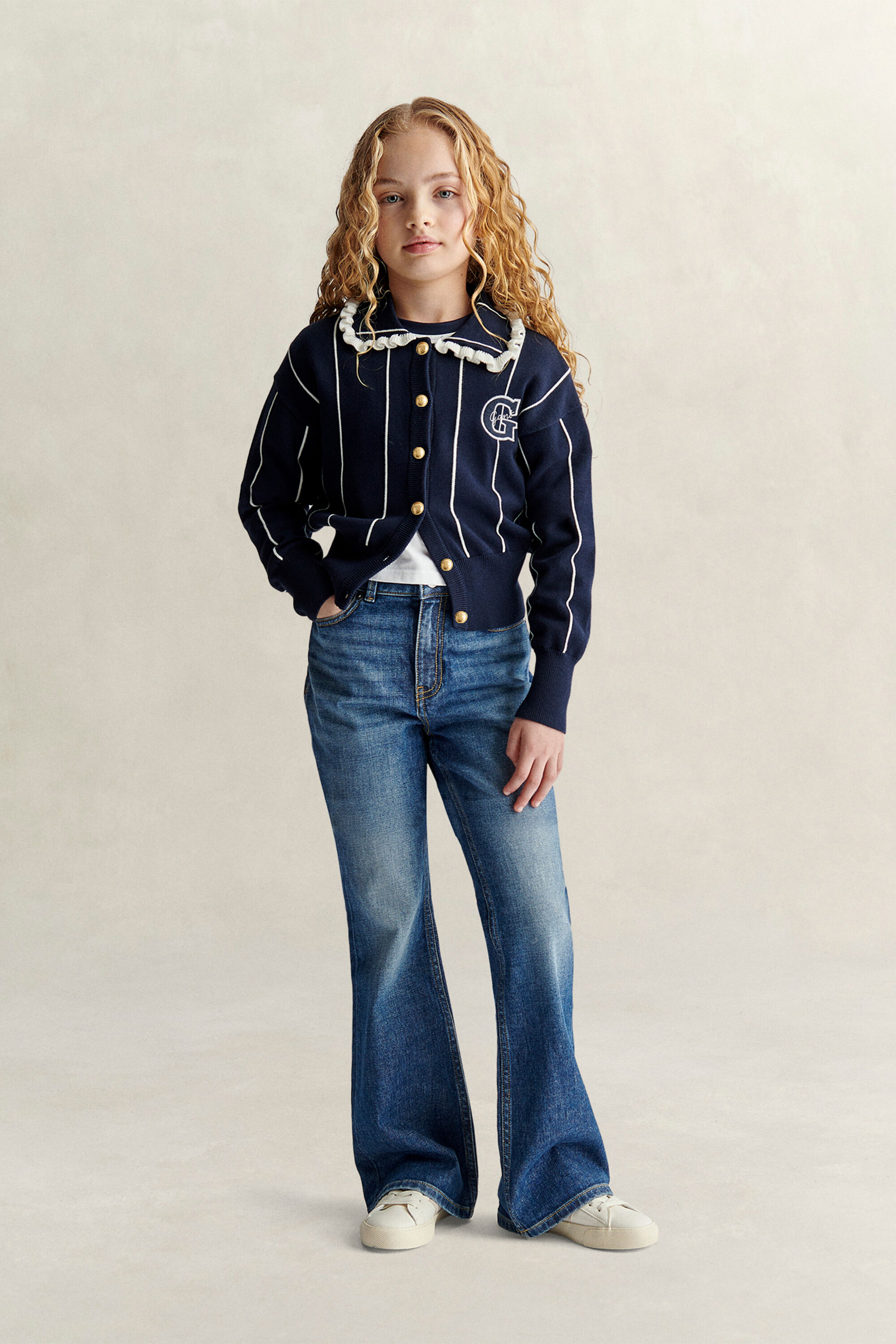 Teen Girls ‑malliston raidallinen neuletakki