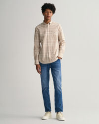 Regular fit ‑mitoitettu ruutupaita puuvillan ja pellavan sekoitteesta