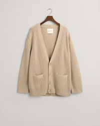 Ribbineulottu bukleeneuletakki