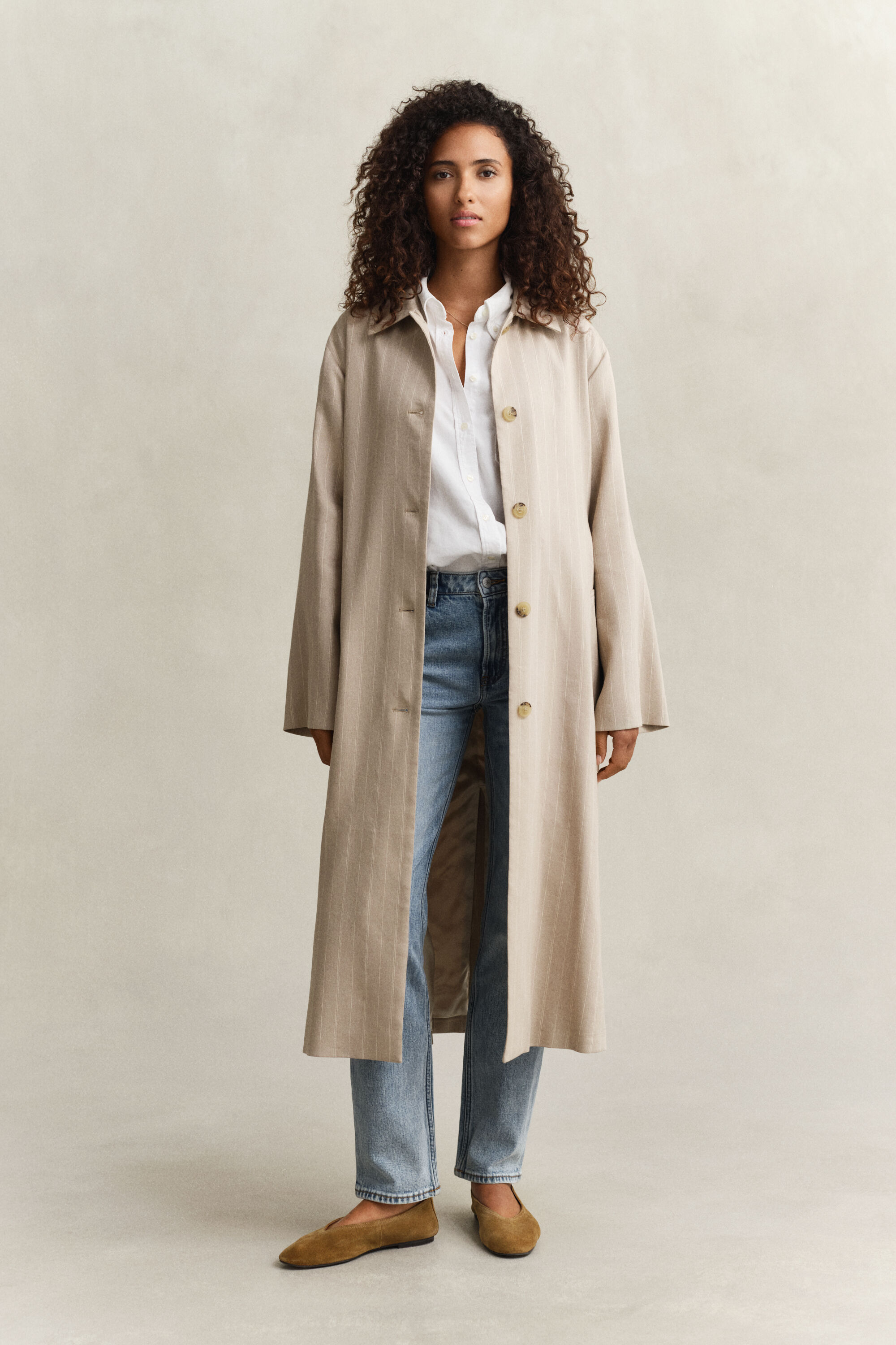 Liituraidallinen pellavasekoitetakki