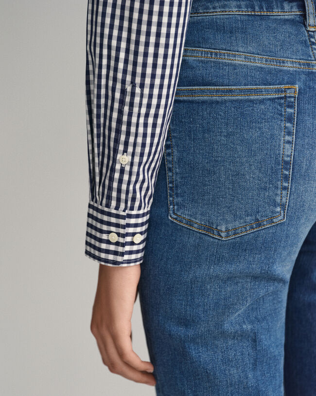 Regular fit ‑mitoitettu gingham-ruutuinen popliinipaita
