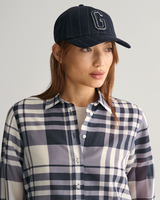 Regular fit ‑mitoitettu ruudullinen puuvilla-silkkipaita