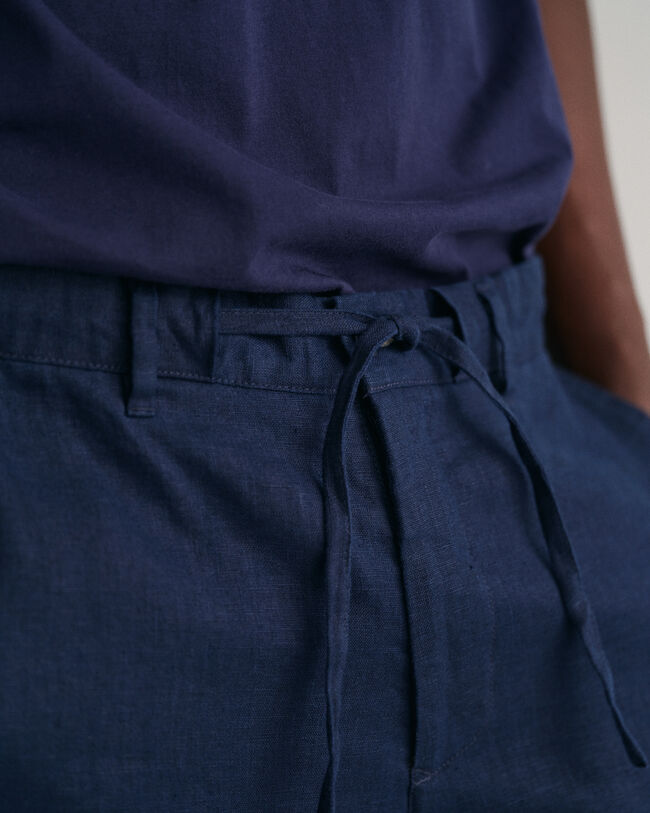 Relaxed fit ‑mitoitetut kiristysnyörilliset pellavahousut