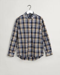 Regular fit ‑mitoitettu ruutupaita pestystä popliinikankaasta