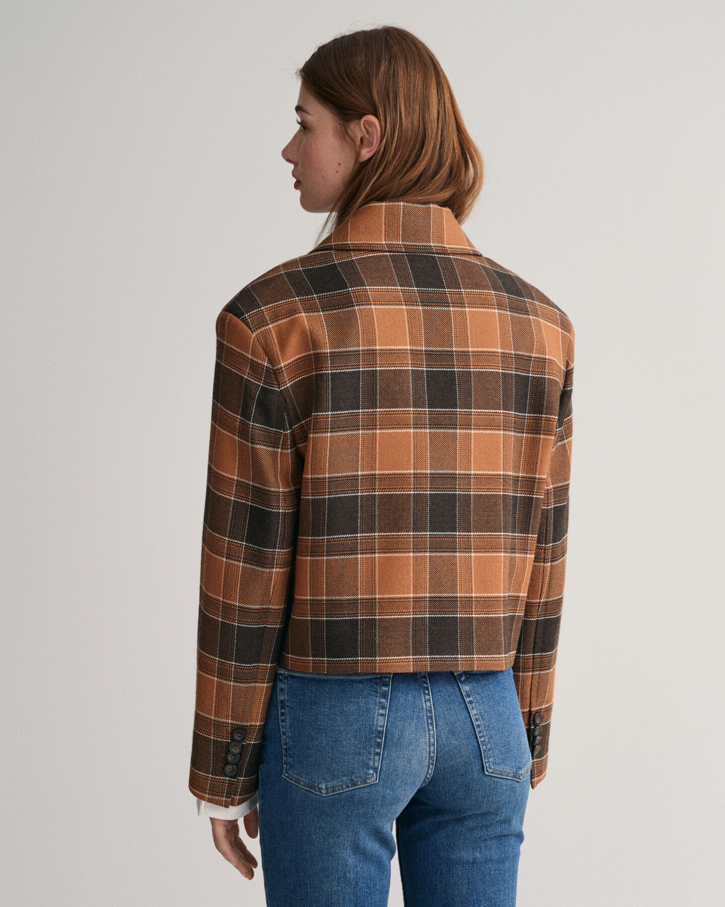 Lyhyt ruudullinen bleiseritakki villasta