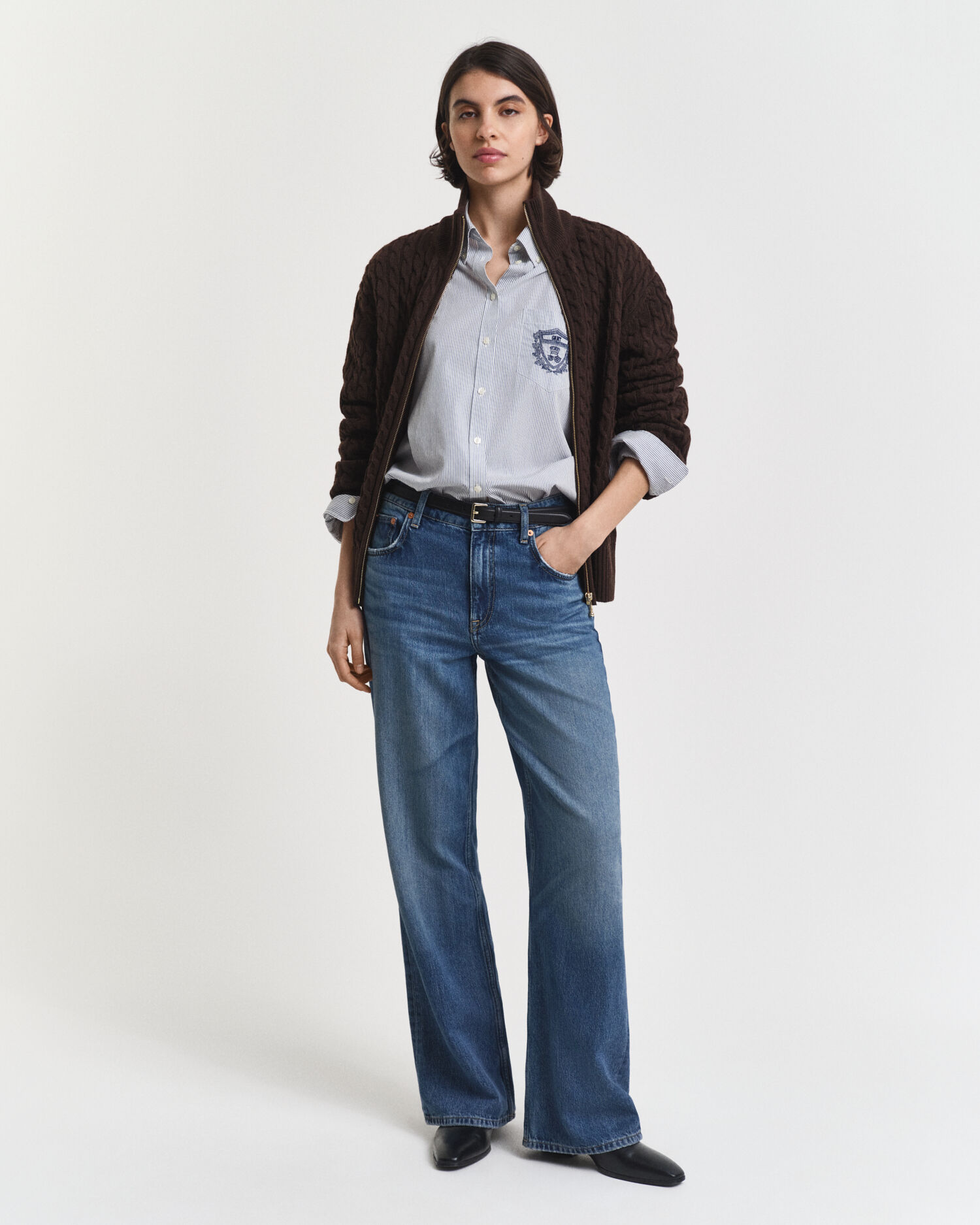 Vetoketjullinen palmikkoneuletakki