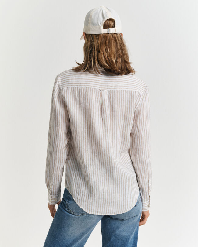 Regular fit ‑mitoitettu raidallinen pellavapaita