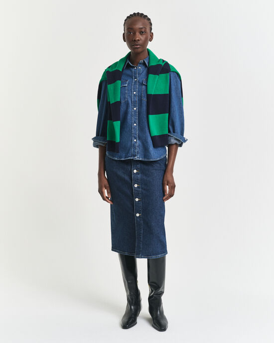 Midimittainen napitettu farkkuhame