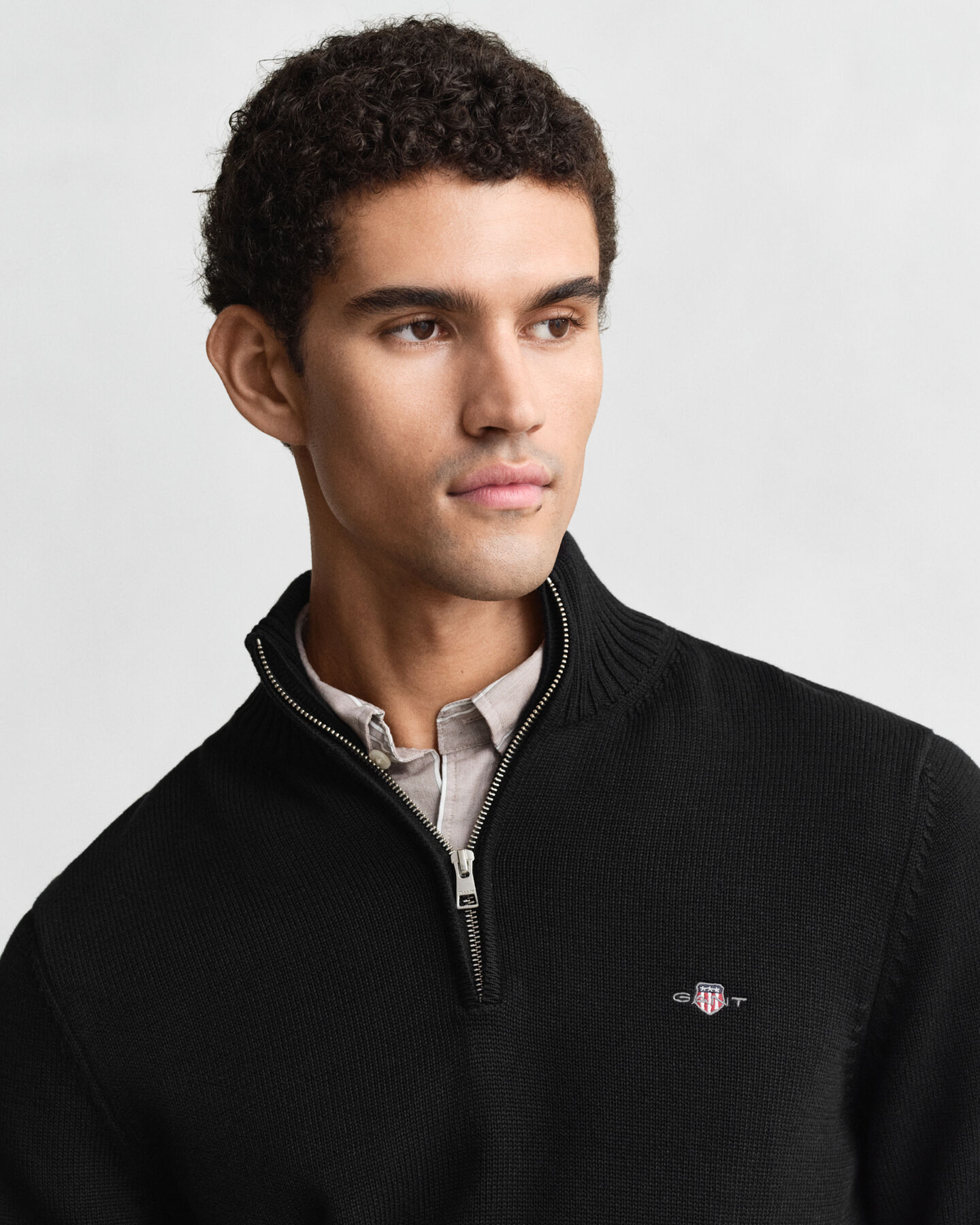 Casual-puuvillaneulepusero puolivetoketjulla