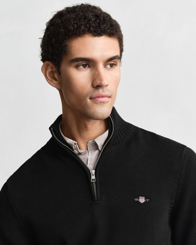 Casual-puuvillaneulepusero puolivetoketjulla